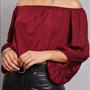 burgundy forever 21 off the shoulder top
